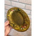 Antique Victorian Tin Litho Oval Metal Tray Butterflies Flowers Floral 1900s