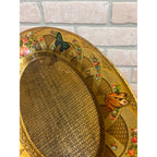 Antique Victorian Tin Litho Oval Metal Tray Butterflies Flowers Floral 1900s