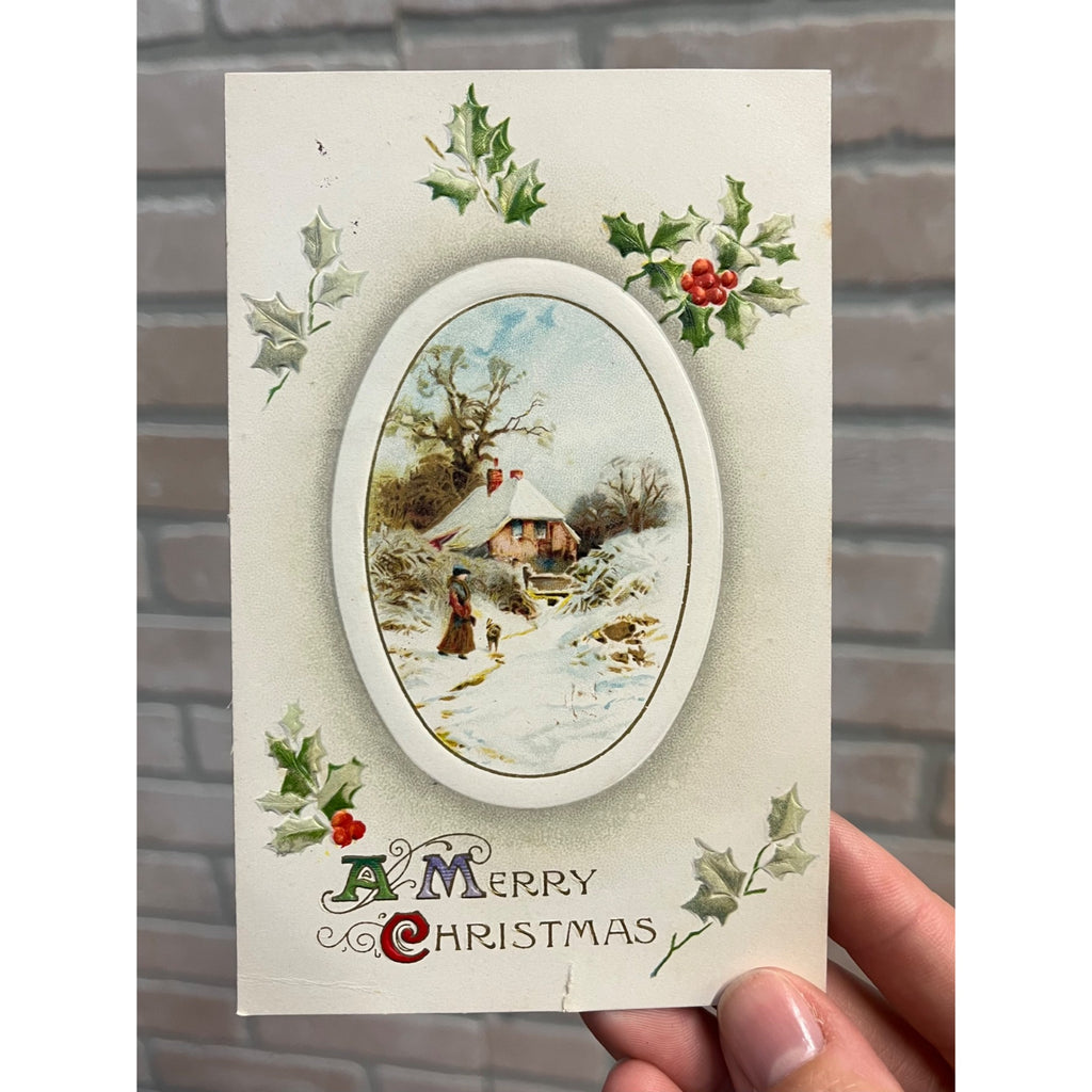 Vintage 1909 Christmas Postcard w/ Christmas Seal Tied US American Red Cross
