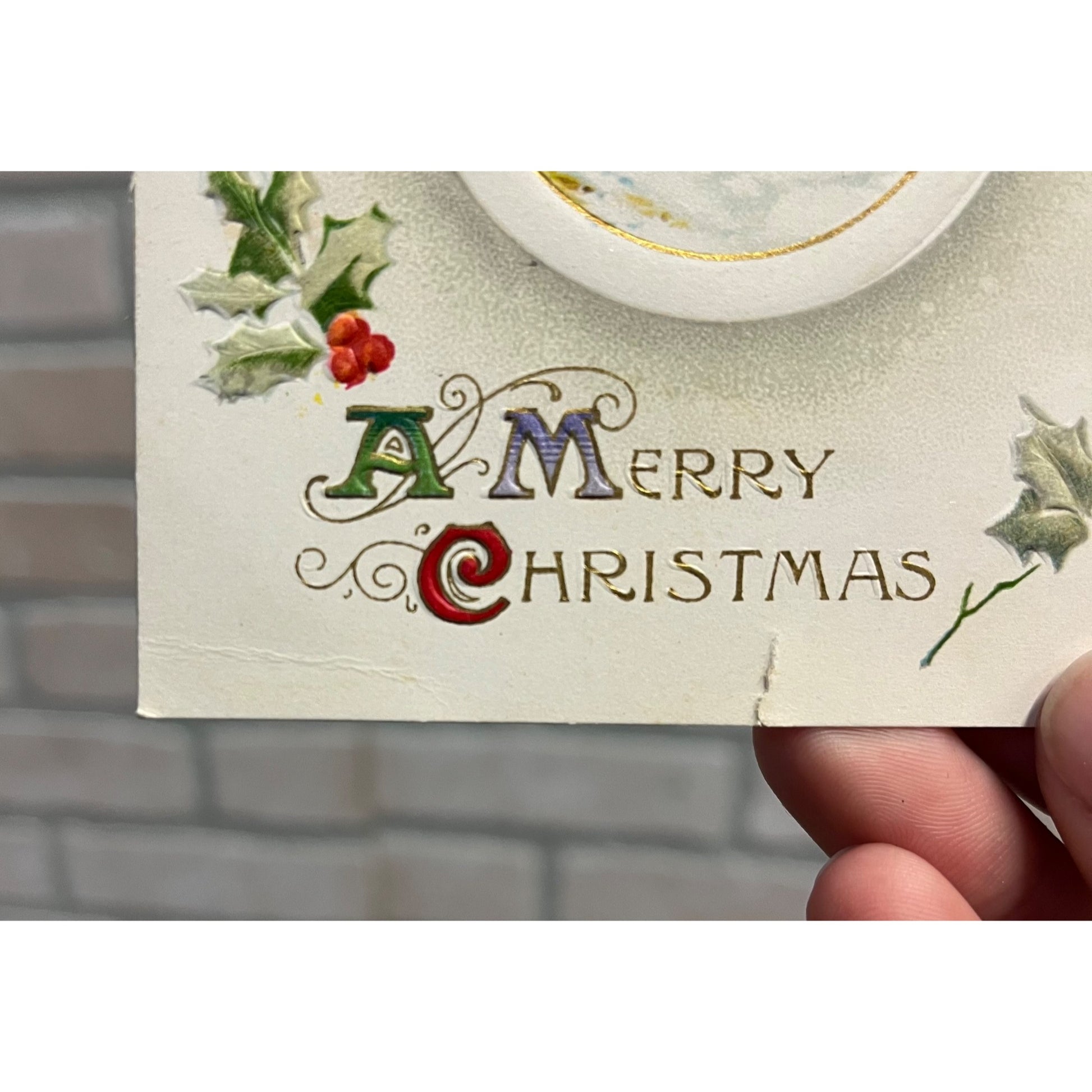 Vintage 1909 Christmas Postcard w/ Christmas Seal Tied US American Red Cross