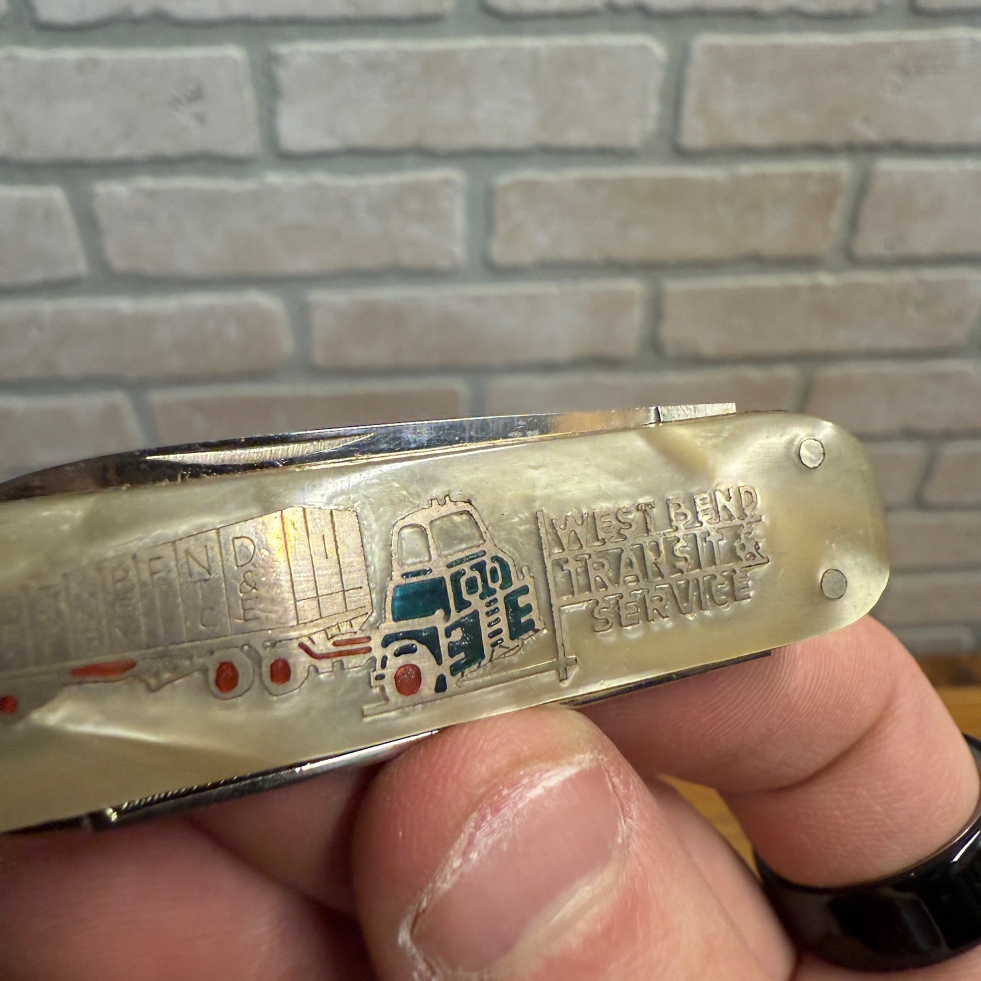 Vintage West Bend Transit Truck Service Wisconsin Advertising Pocket Knife