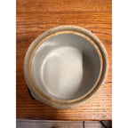 Antique Blue & White Small Stoneware Butter Crock w Lid & Bail Handle Primitive Farmhouse