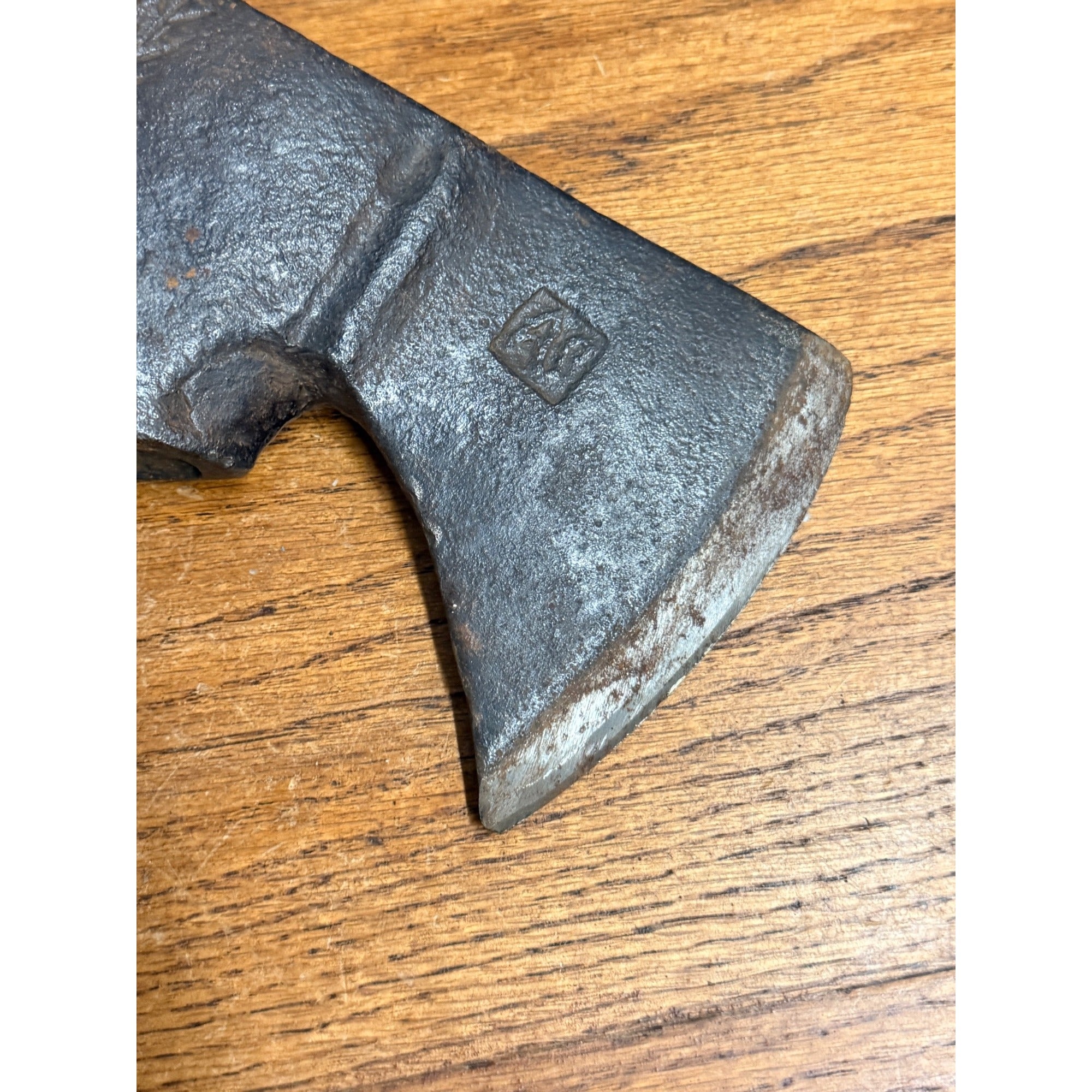 Antique 19th c. Blacksmith Forged Bearded Hewing Axe Single Bit Engraved Leaf