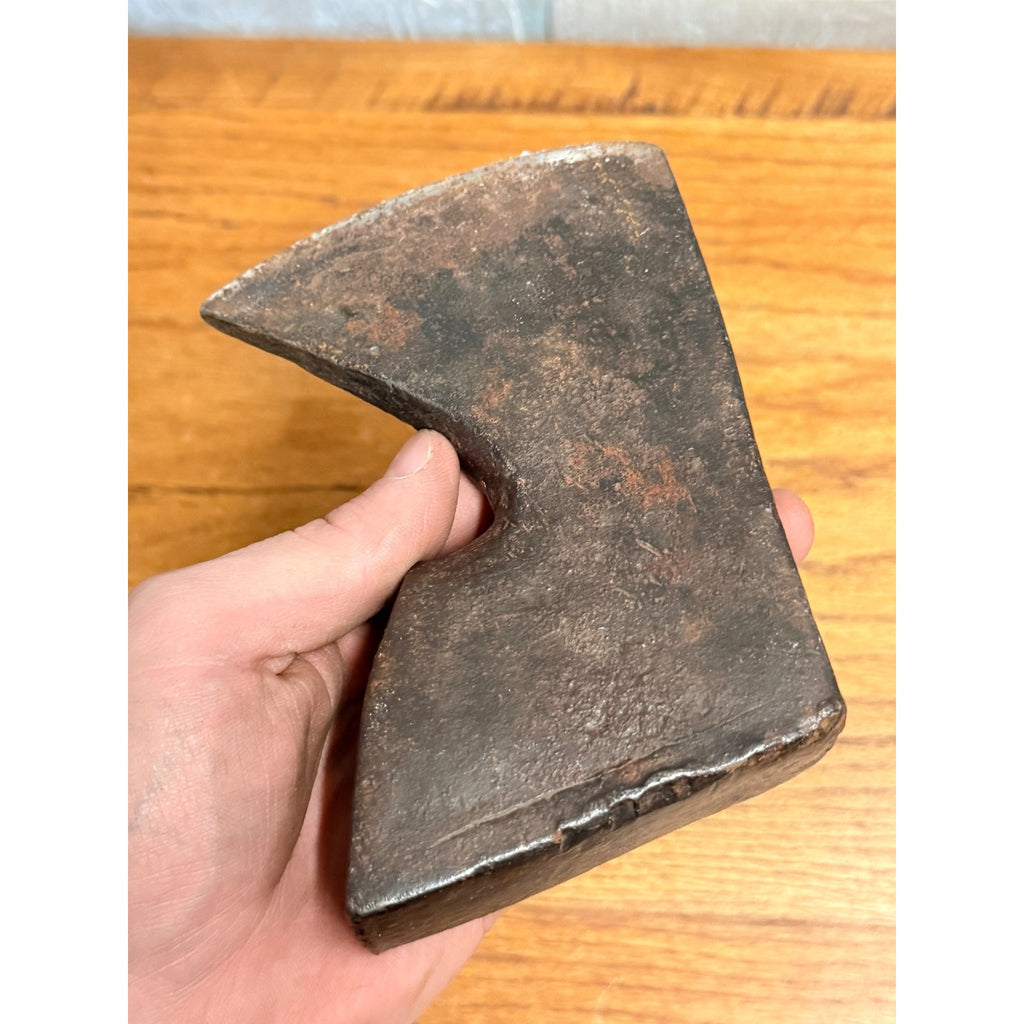 Antique 19th c. Blacksmith Forged Bearded Hewing Axe Single Bit Engraved Leaf