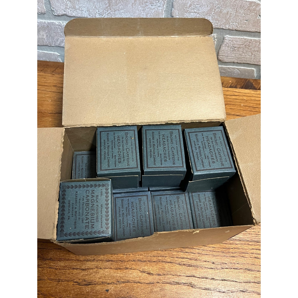 Vintage 1930s Drug Store 12 Boxes of Magnesium Carbonate Keasbey & Mattison Co