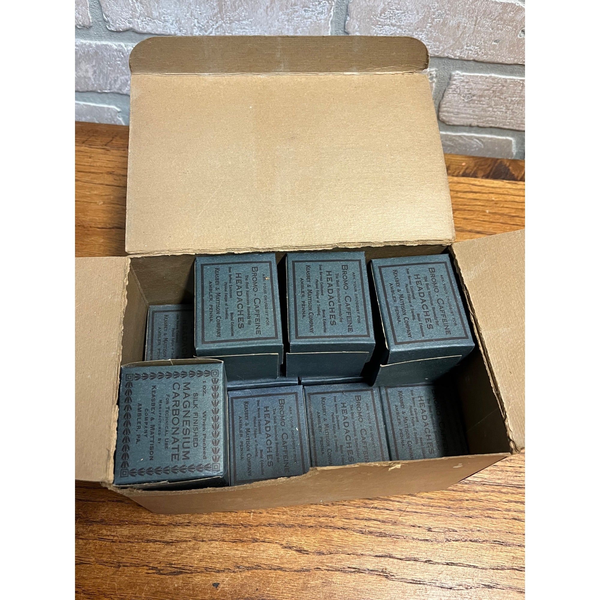 Vintage 1930s Drug Store 12 Boxes of Magnesium Carbonate Keasbey & Mattison Co