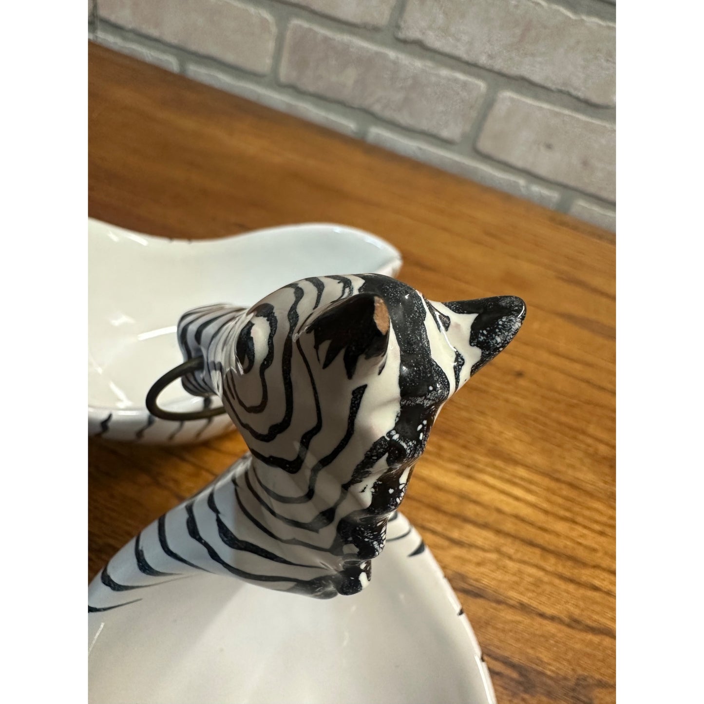 Vtg MCM Figural ZEBRA Bowls Aldo Londi for Bitossi Italy White and Black Set 2