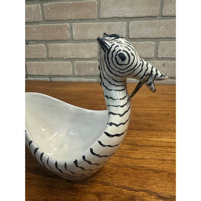 Vtg MCM Figural ZEBRA Bowls Aldo Londi for Bitossi Italy White and Black Set 2