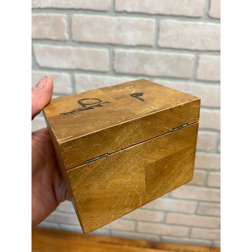 Vintage Wood Book Figural Cigarette Inlaid Box Holder Lucky Strike Camel Chesterfield