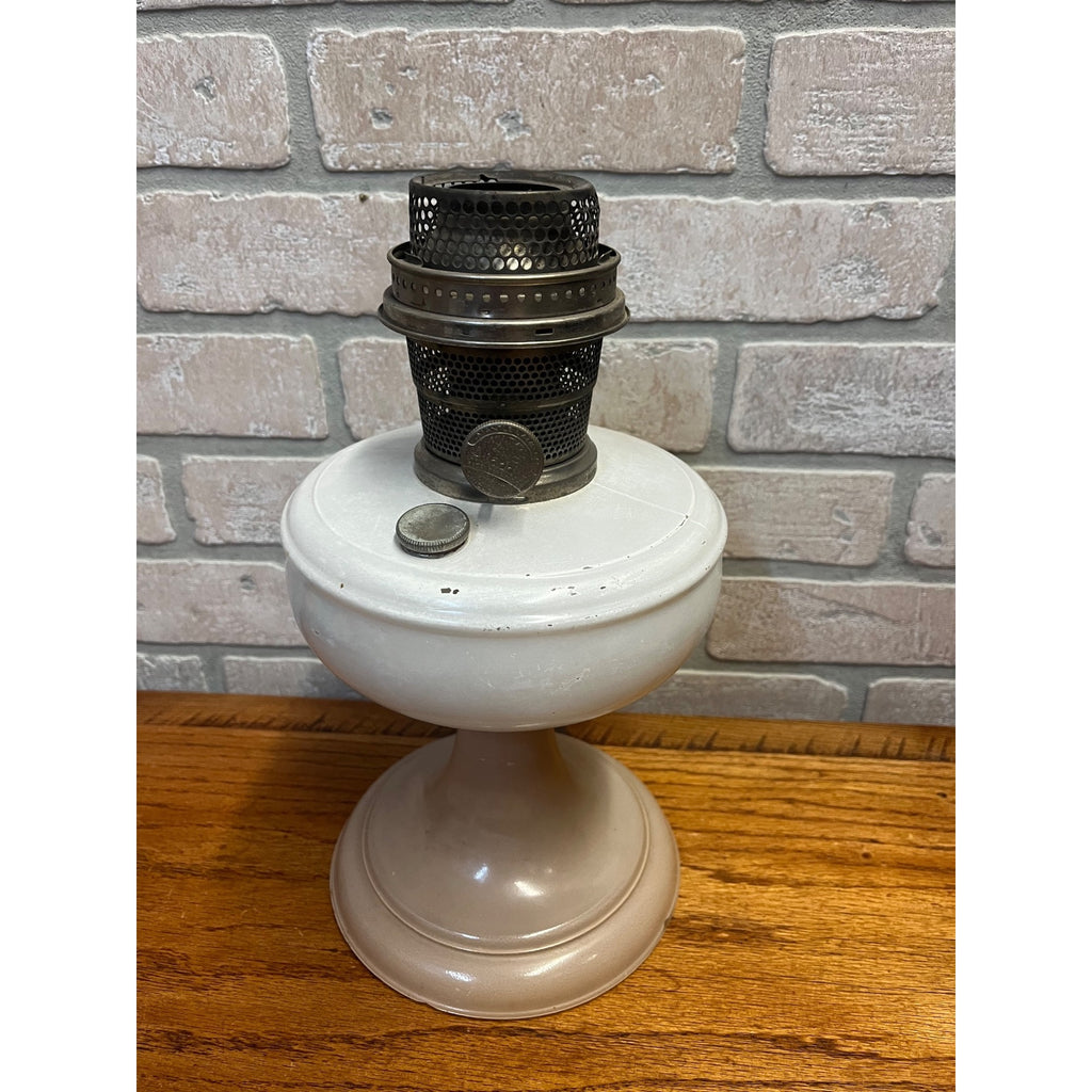 Aladdin White Venetian Glass Oil Lamp w/ Model B Burner As-Is