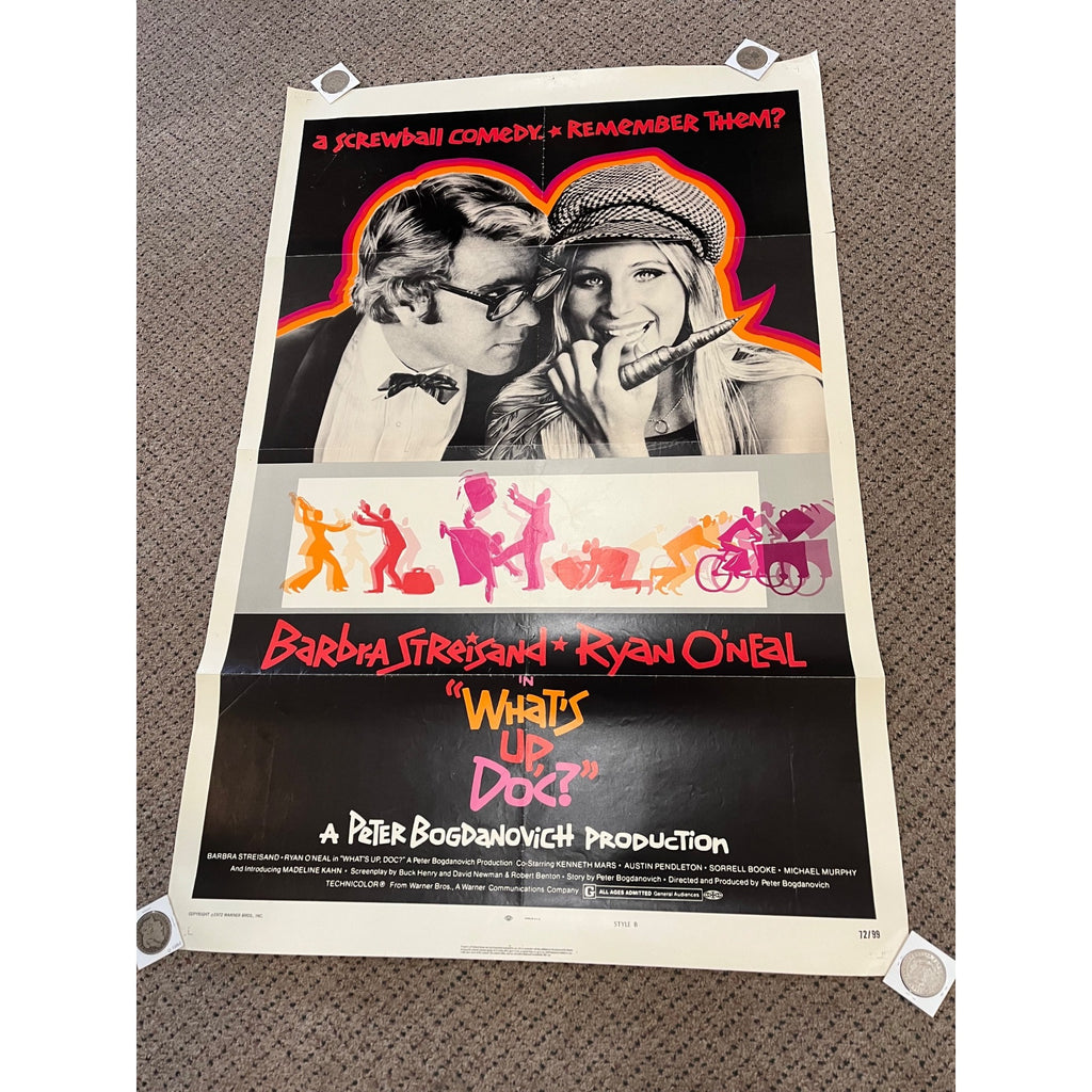 Vintage 1972 What's Up Doc 1-Sheet Original Movie Poster 27x41 Barbara Streisand
