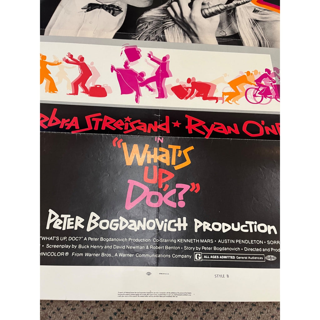 Vintage 1972 What's Up Doc 1-Sheet Original Movie Poster 27x41 Barbara Streisand