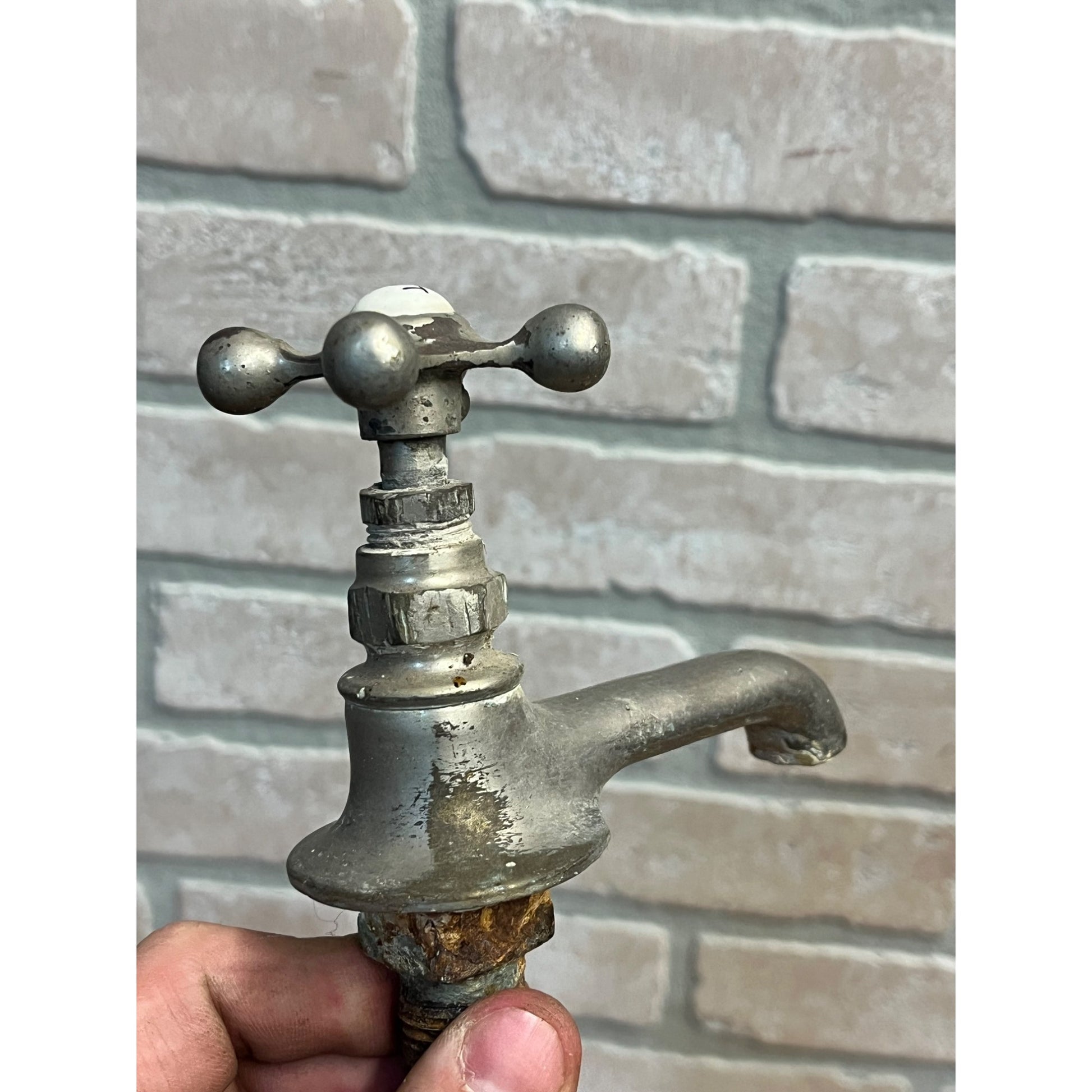 Vintage Hot Cold Bathroom Sink Tub Faucet Spouts Brass Set Pair Parts Plated