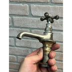 Vintage Hot Cold Bathroom Sink Tub Faucet Spouts Brass Set Pair Parts Plated