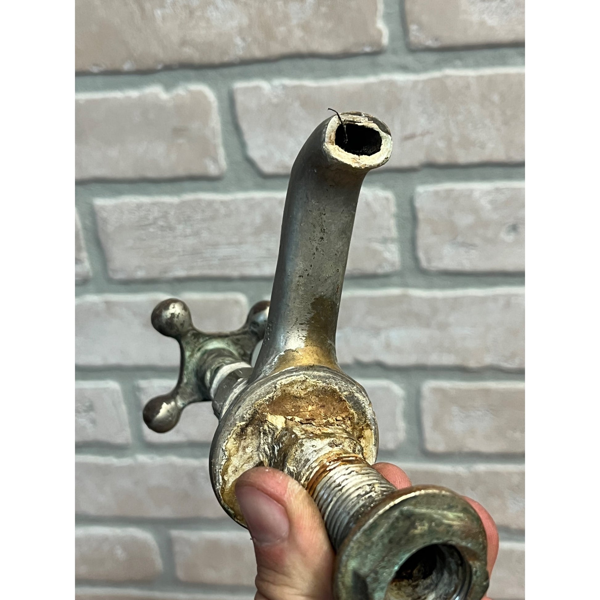 Vintage Hot Cold Bathroom Sink Tub Faucet Spouts Brass Set Pair Parts Plated