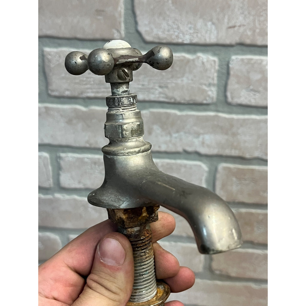 Vintage Hot Cold Bathroom Sink Tub Faucet Spouts Brass Set Pair Parts Plated