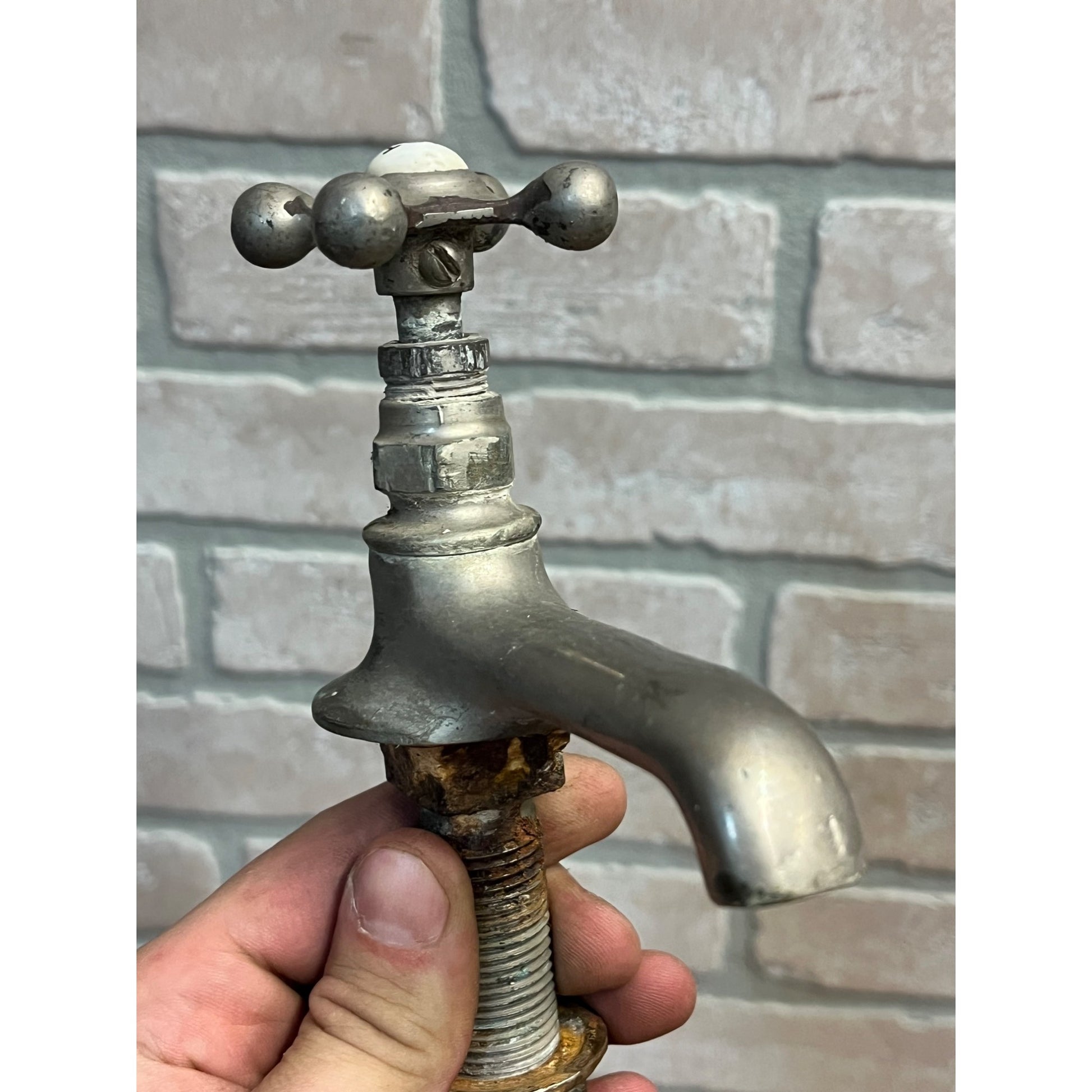 Vintage Hot Cold Bathroom Sink Tub Faucet Spouts Brass Set Pair Parts Plated