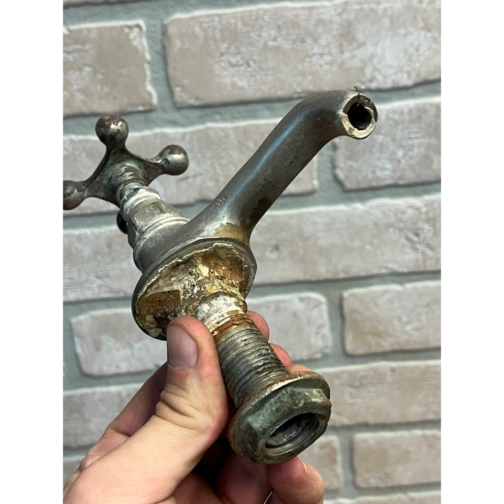 Vintage Hot Cold Bathroom Sink Tub Faucet Spouts Brass Set Pair Parts Plated