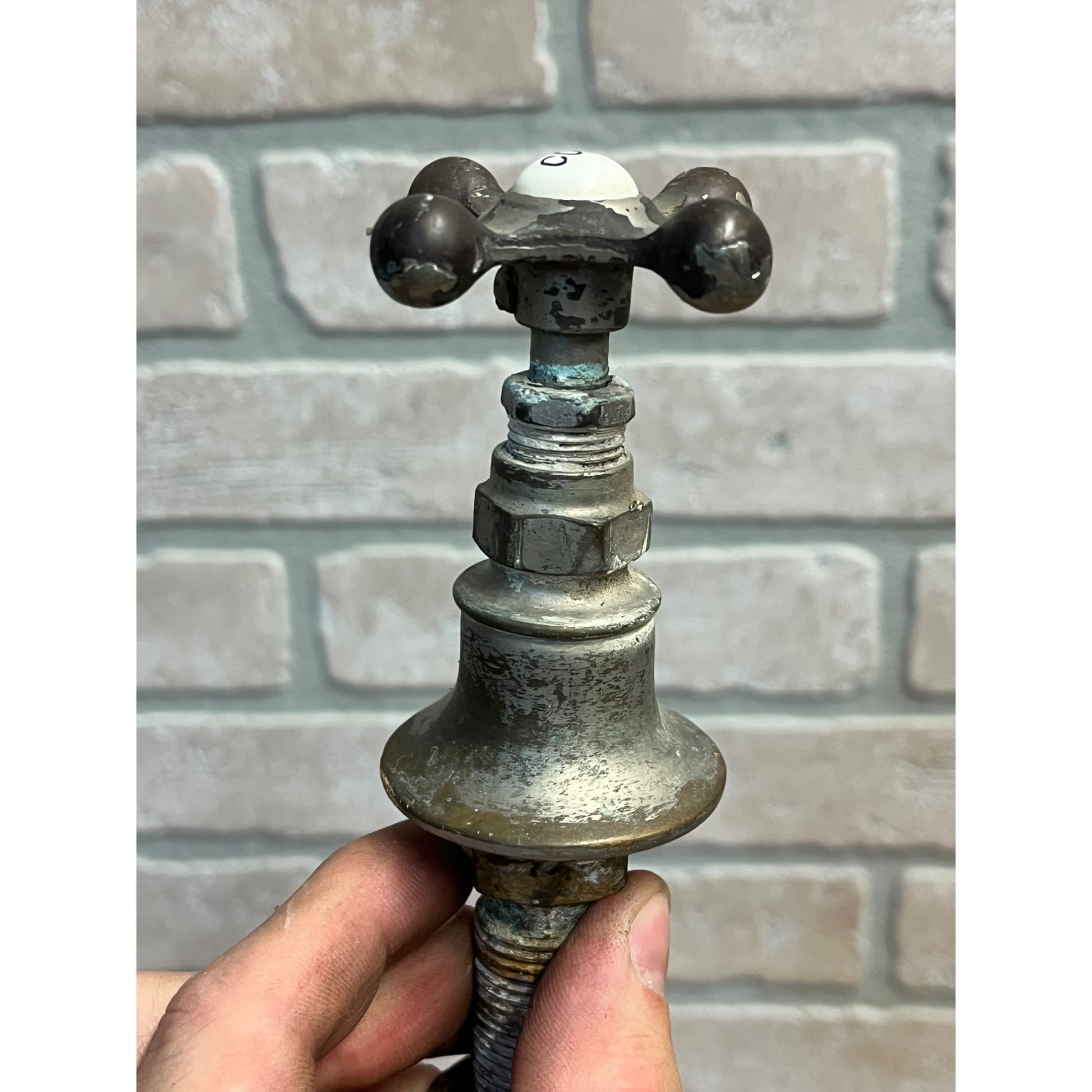 Vintage Hot Cold Bathroom Sink Tub Faucet Spouts Brass Set Pair Parts Plated
