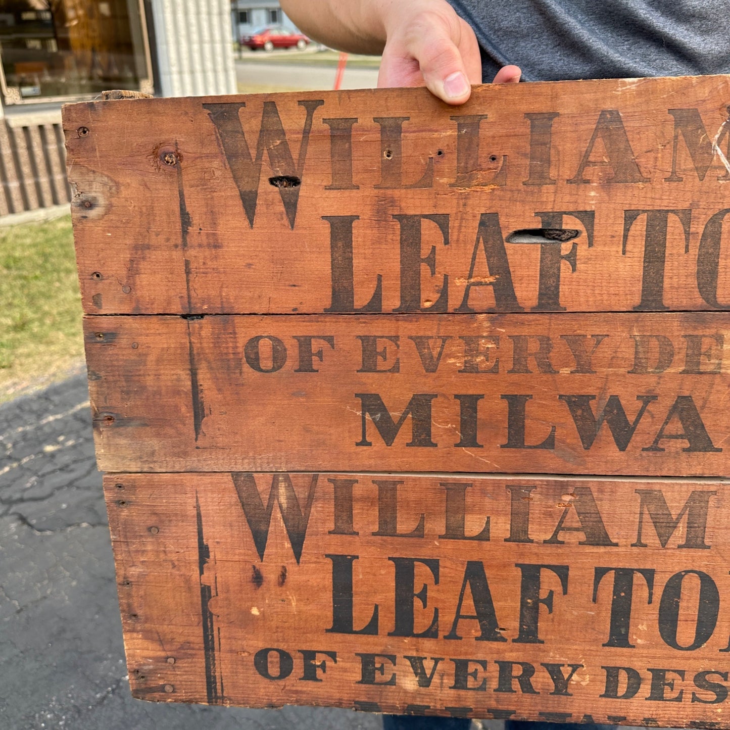 Scarce 1900s Willam Beitz Milwaukee Wis Leaf Tobacco Crate End Sign