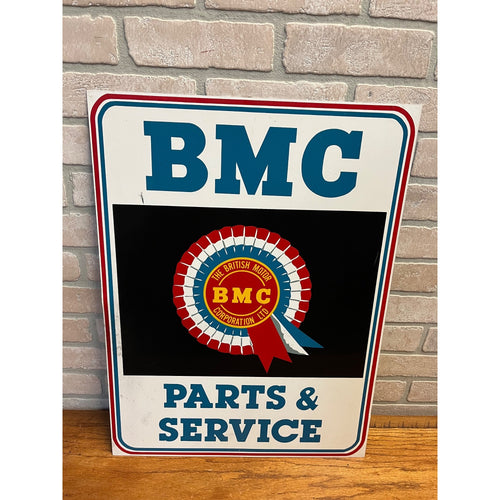 Vintage BMC Parts Service Metal Sign Triumph Austin Healey British Motor Dealer