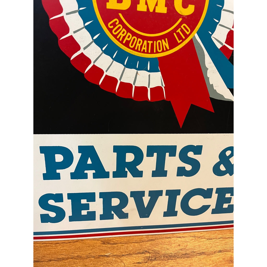 Vintage BMC Parts Service Metal Sign Triumph Austin Healey British Motor Dealer