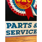 Vintage BMC Parts Service Metal Sign Triumph Austin Healey British Motor Dealer
