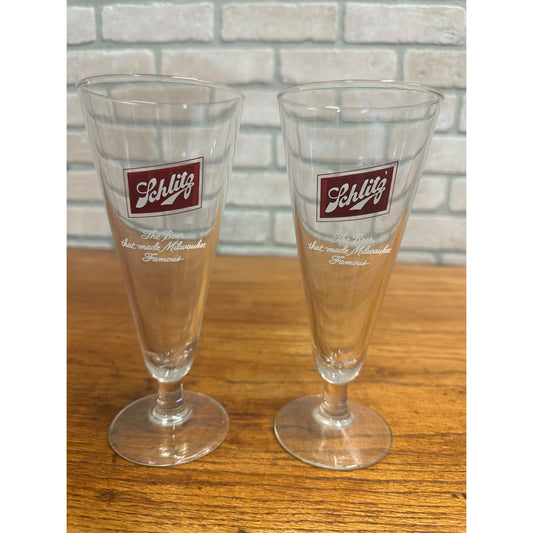 Vintage Schlitz Milwaukee Beer Pilsner 8" Bar Pub Drinking Glass Footed