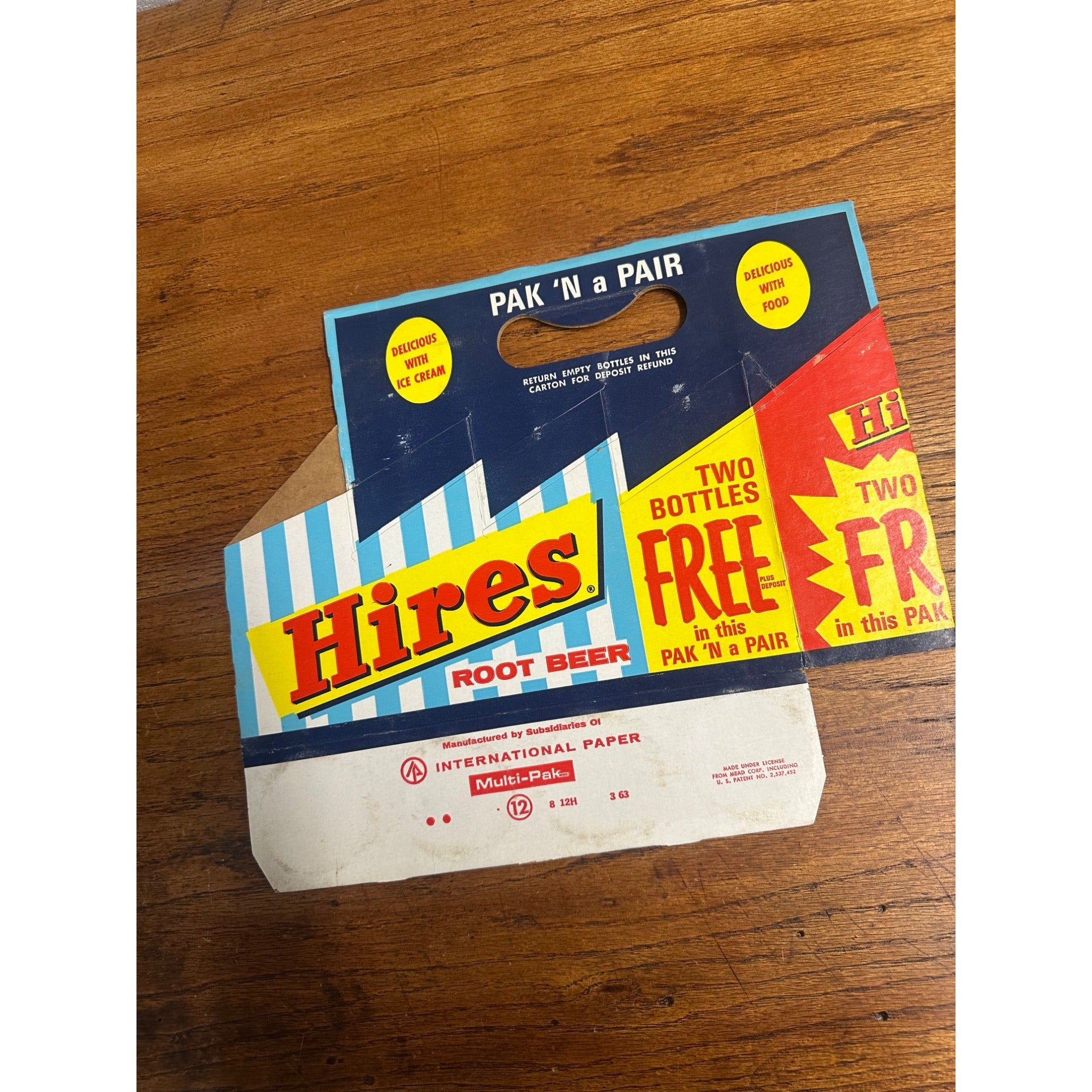 Hires Root Beer Cardboard Carrier Eight Pack Carton Bottle 16oz Vintage 2 Free