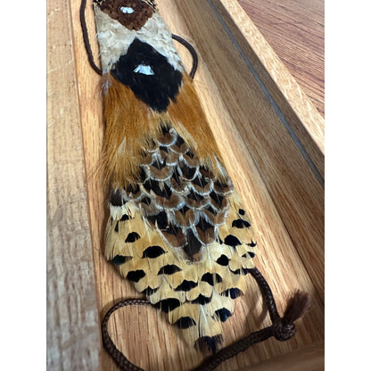 Genuine Real Pheasant Feather Necktie in Oak Box - White Pine Handcrafted