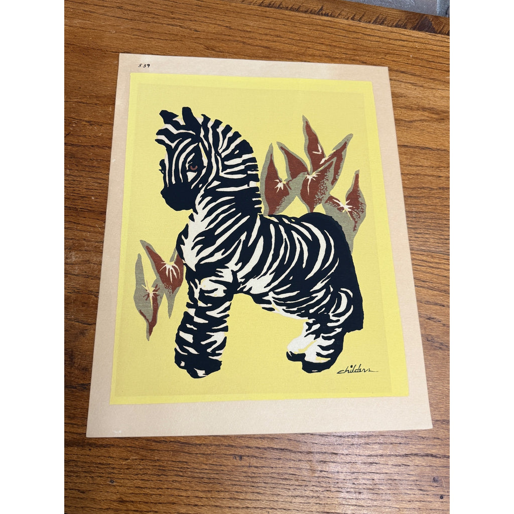 Vintage Winona Childers (1909-1974) Serigraph / Silkscreen Art Zebra Africa