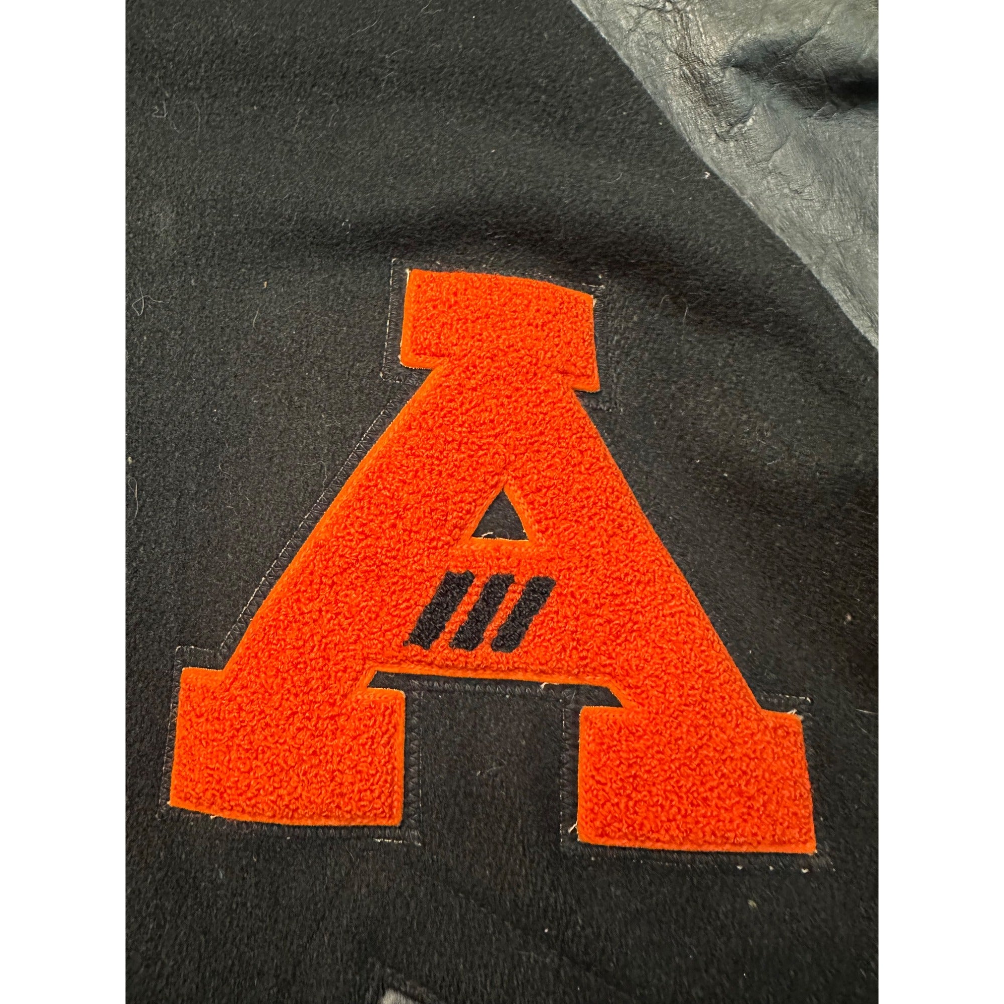 Vintage 1960s Varsity Letterman Bomber Sports Jacket Black Orange Coat Size 46