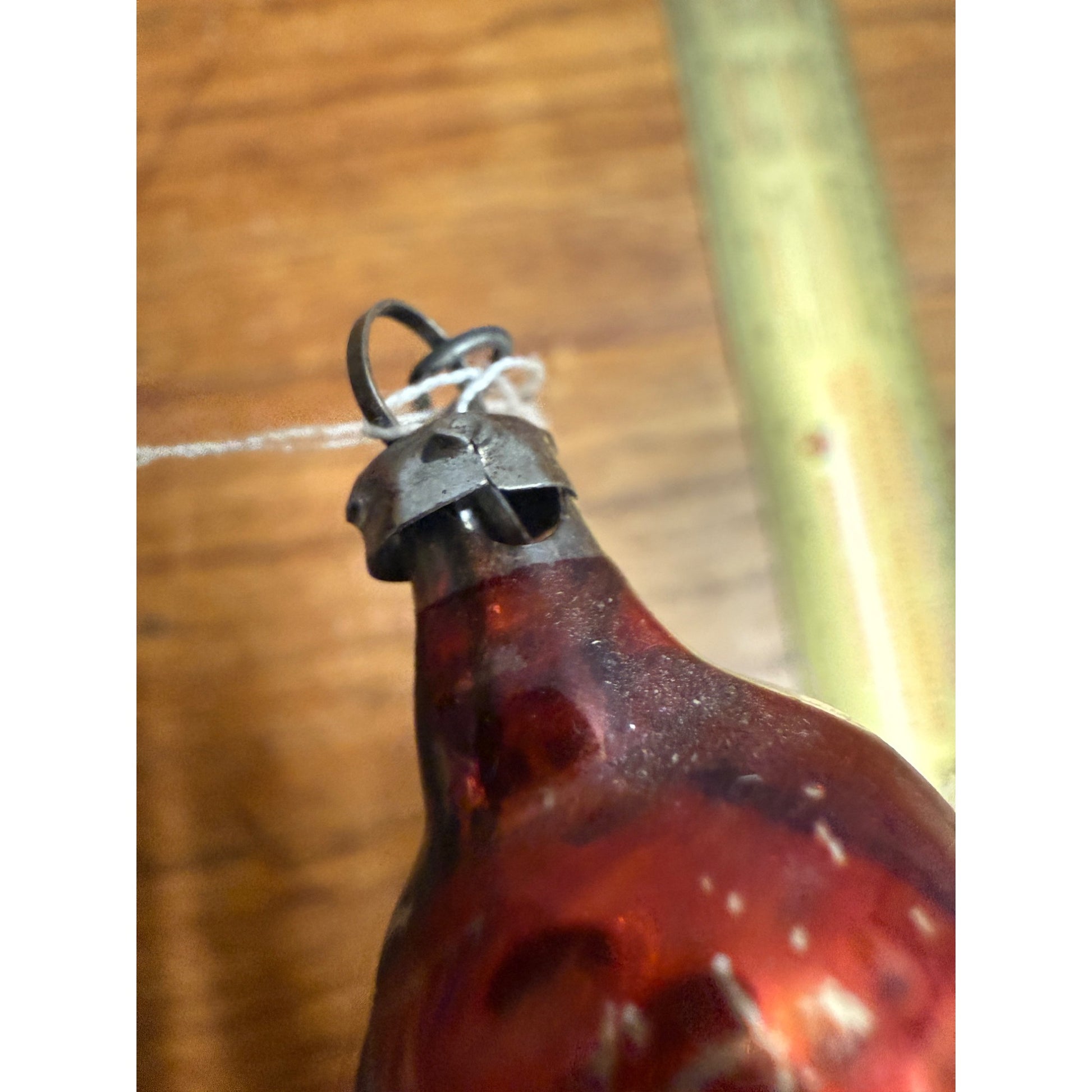 Vintage Santa Claus Father Christmas Holding Tree Glass Ornament