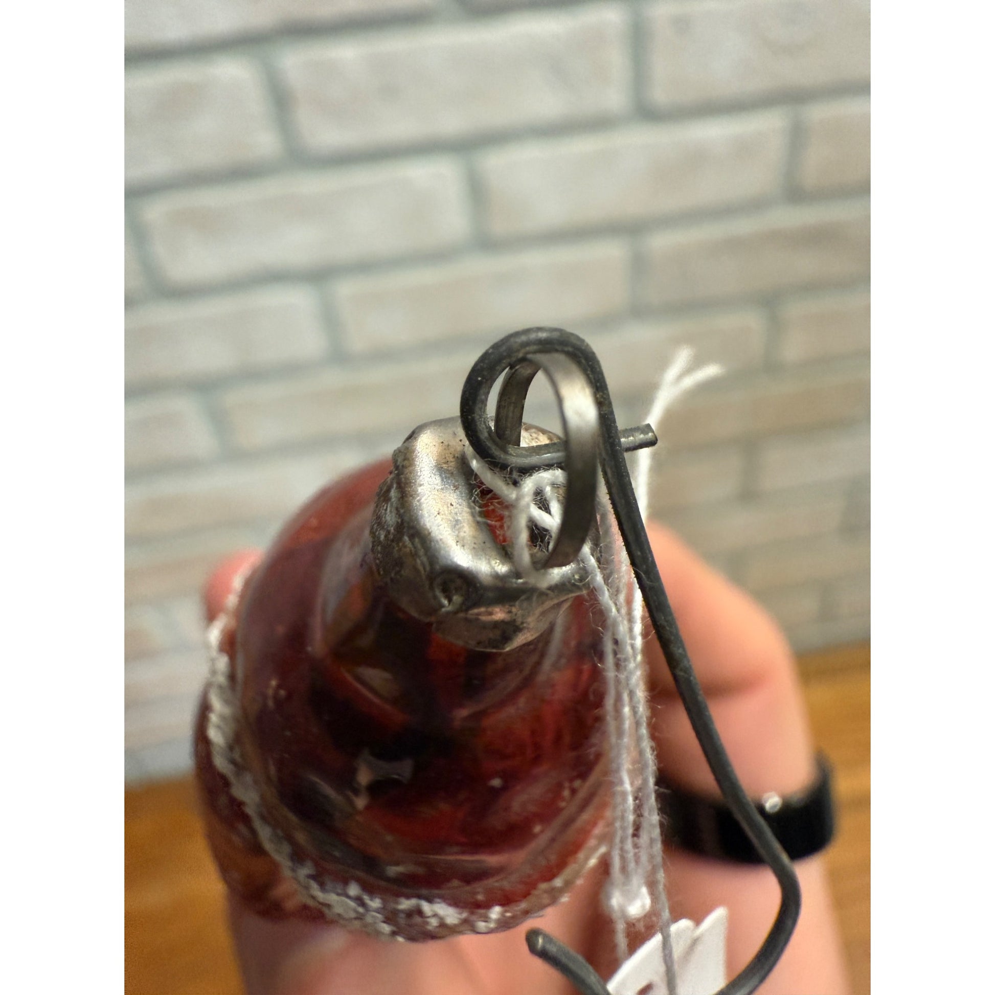 Vintage Santa Claus Father Christmas Holding Tree Glass Ornament