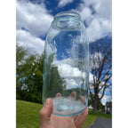 Antique 1858 Mason's Patent Half Gallon Jar Crude Dimpled #152 Jar 1800s Blue Aqua