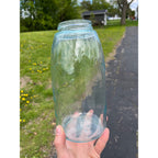Antique 1858 Mason's Patent Half Gallon Jar Crude Dimpled #152 Jar 1800s Blue Aqua