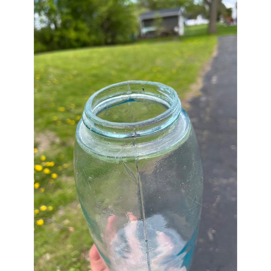 Antique 1858 Mason's Patent Half Gallon Jar Crude Dimpled #152 Jar 1800s Blue Aqua