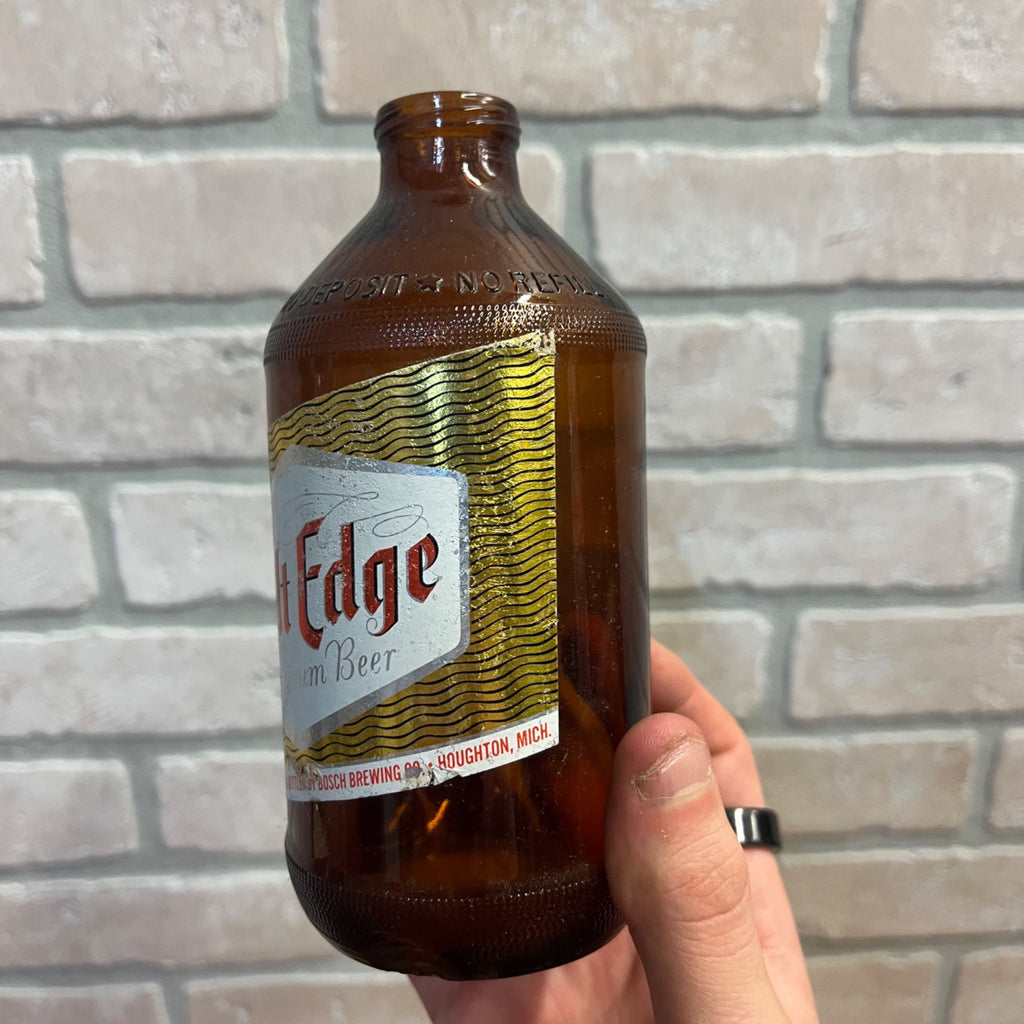 Vintage Empty Gilt Edge Beer Bottle 12oz Shorty Bosch Houghton Michigan