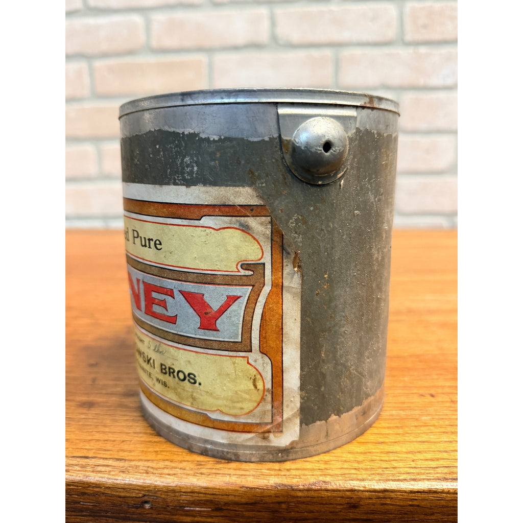 Vintage Honey Tin Can Piechowski Redgranite Wi Wisconsin Advertising