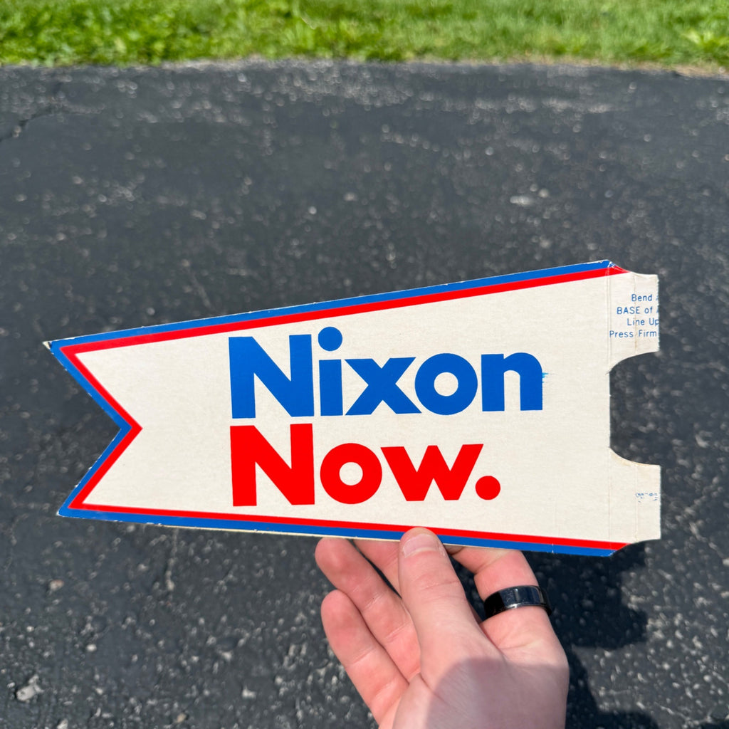 1972 Richard Nixon Now Double Sided Auto Antenna Pennant bumper sticker