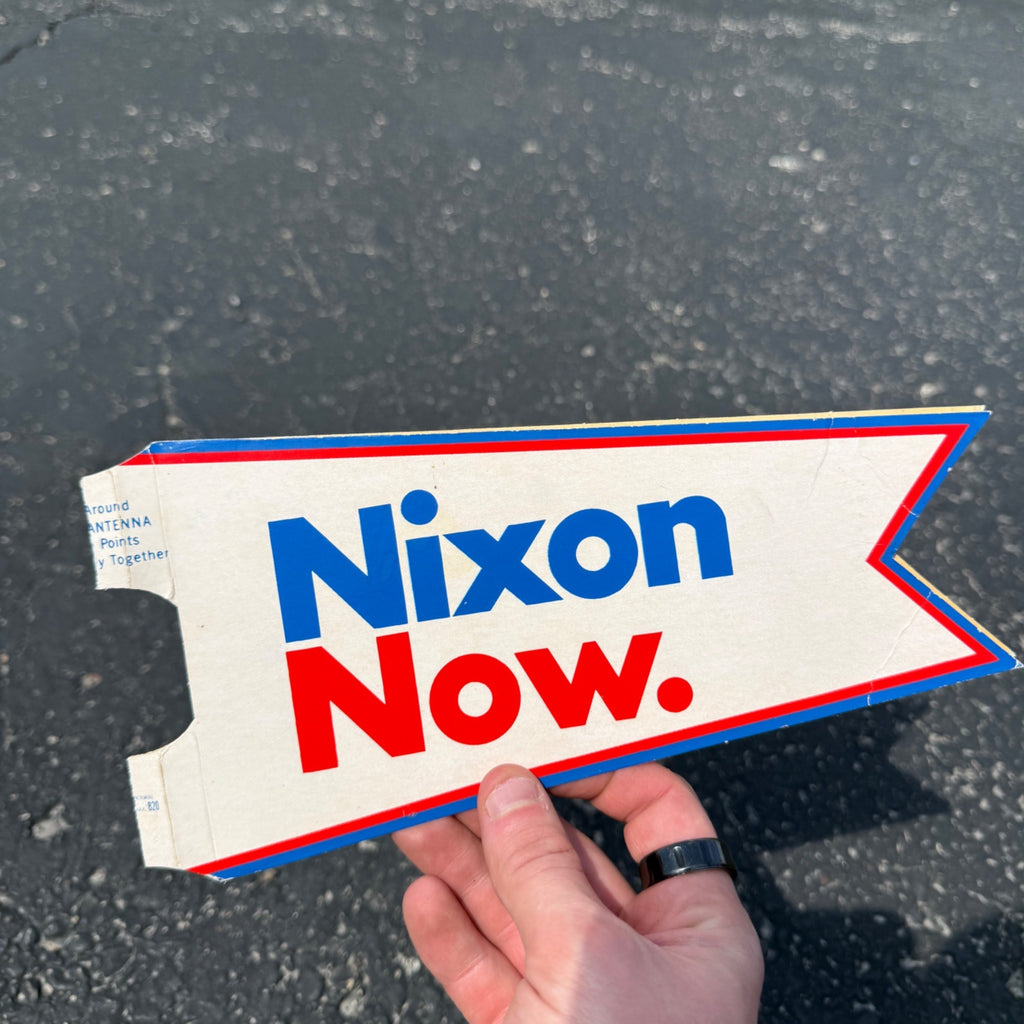 1972 Richard Nixon Now Double Sided Auto Antenna Pennant bumper sticker