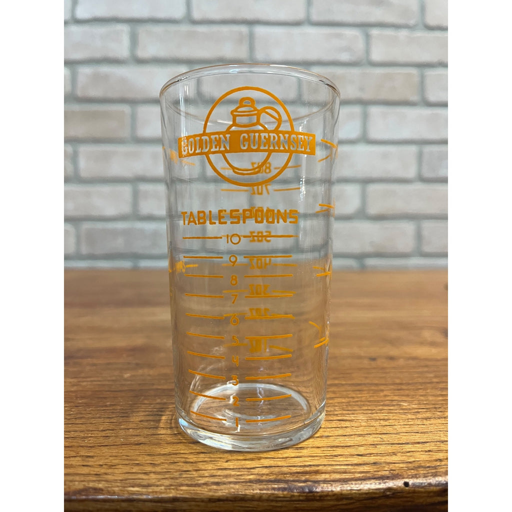 RARE Vintage Golden Guernsey Milk Dairy Farm Measuring Glass Advertising