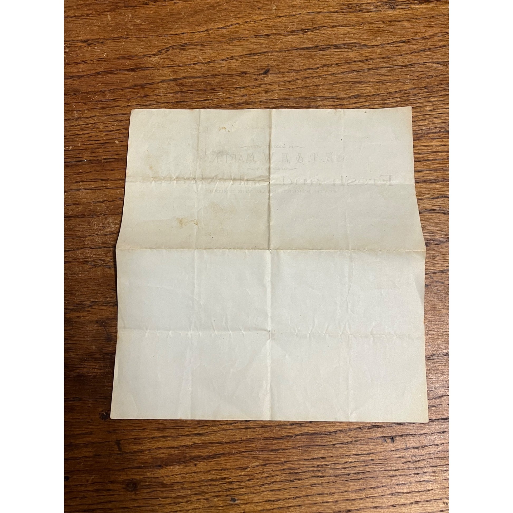 Antique 1894 R.T. Martin Fresh Meats Letterhead Billhead Whitewater Wisconsin