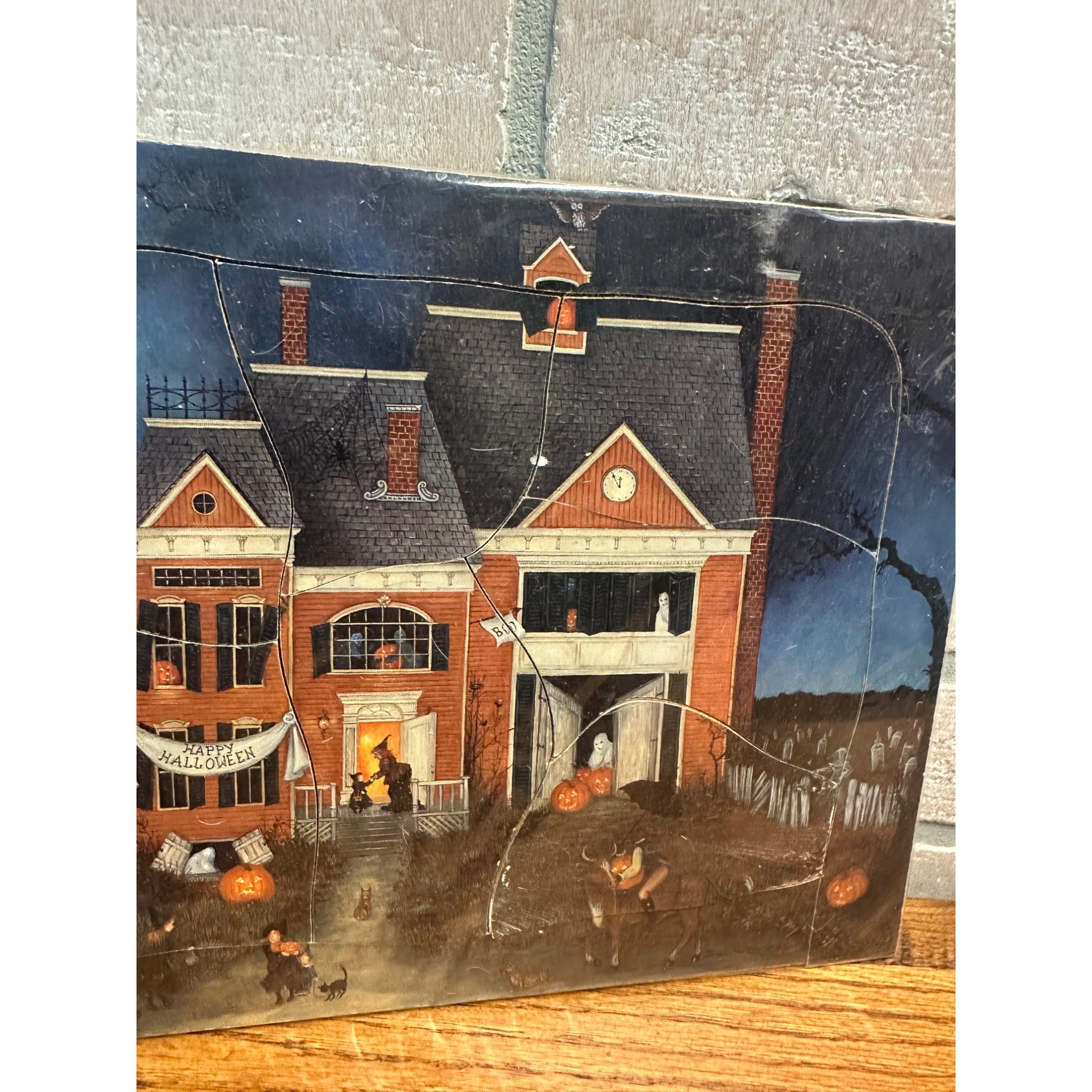 RARE Vintage 1992 Halloween Haunted House Puzzle Tray Linda Nelson Stooks