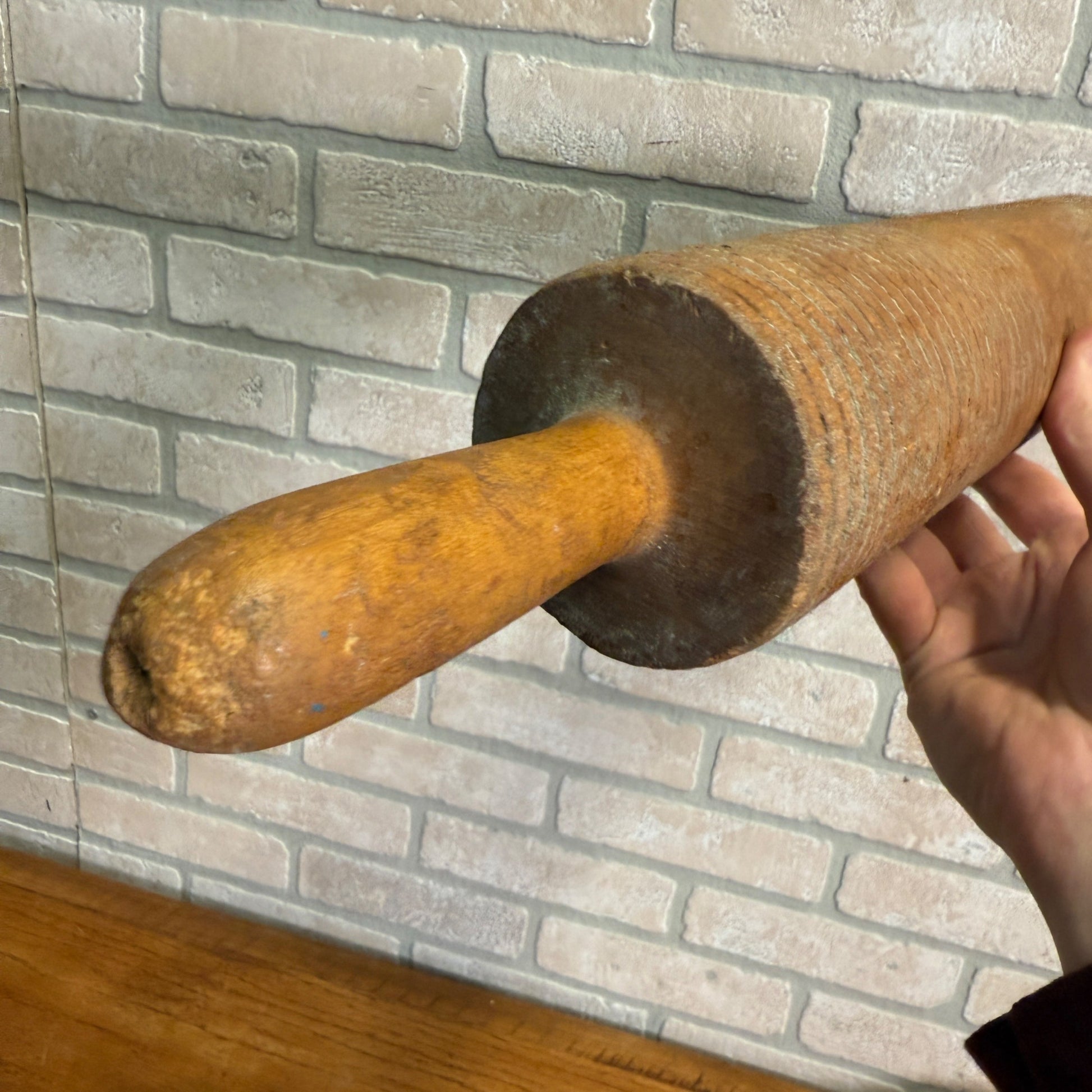 Antique Primitive Ribbed Noodle Rolling Pin Kitchen Utensil Tool Farmhouse Decor
