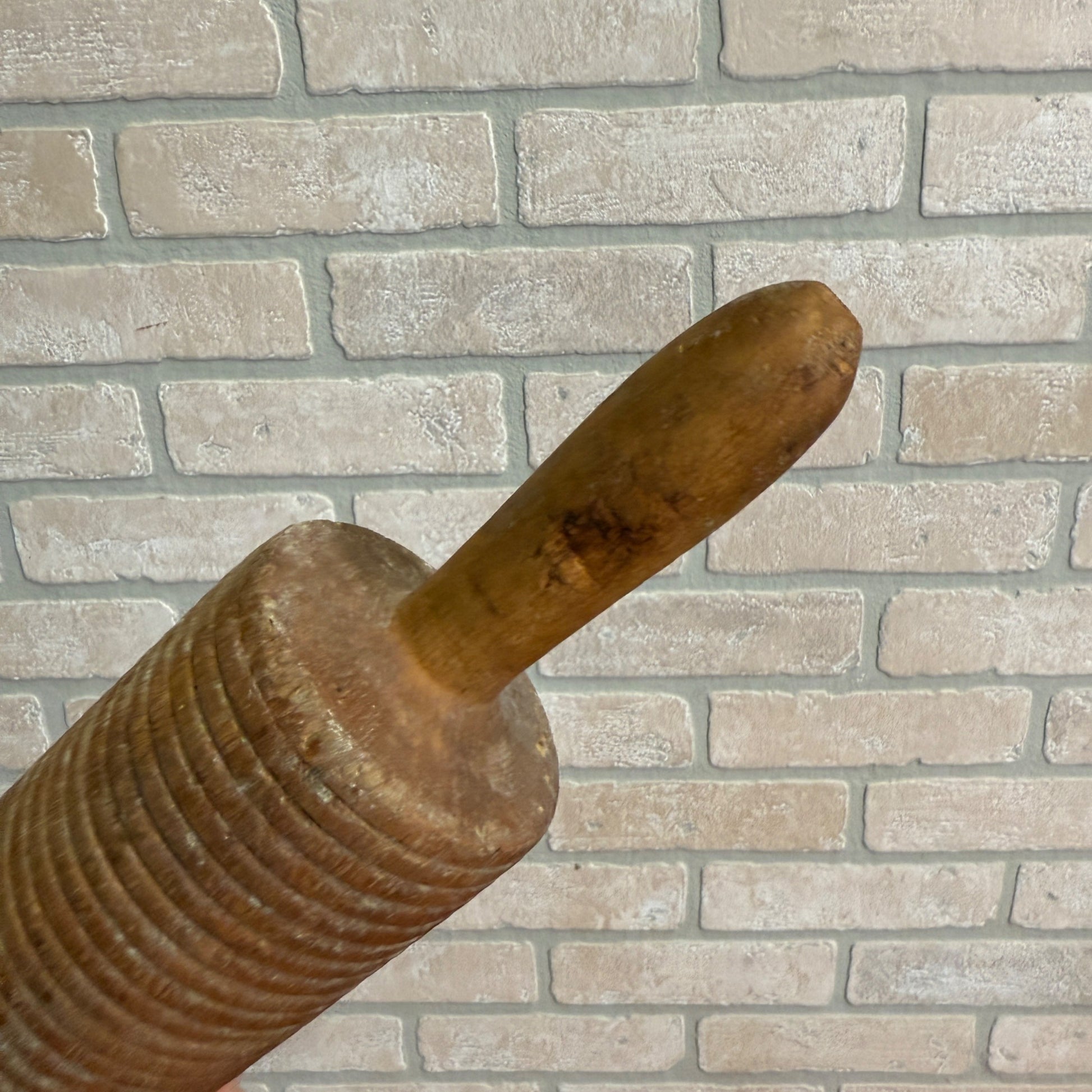 Antique Primitive Ribbed Noodle Rolling Pin Kitchen Utensil Tool Farmhouse Decor