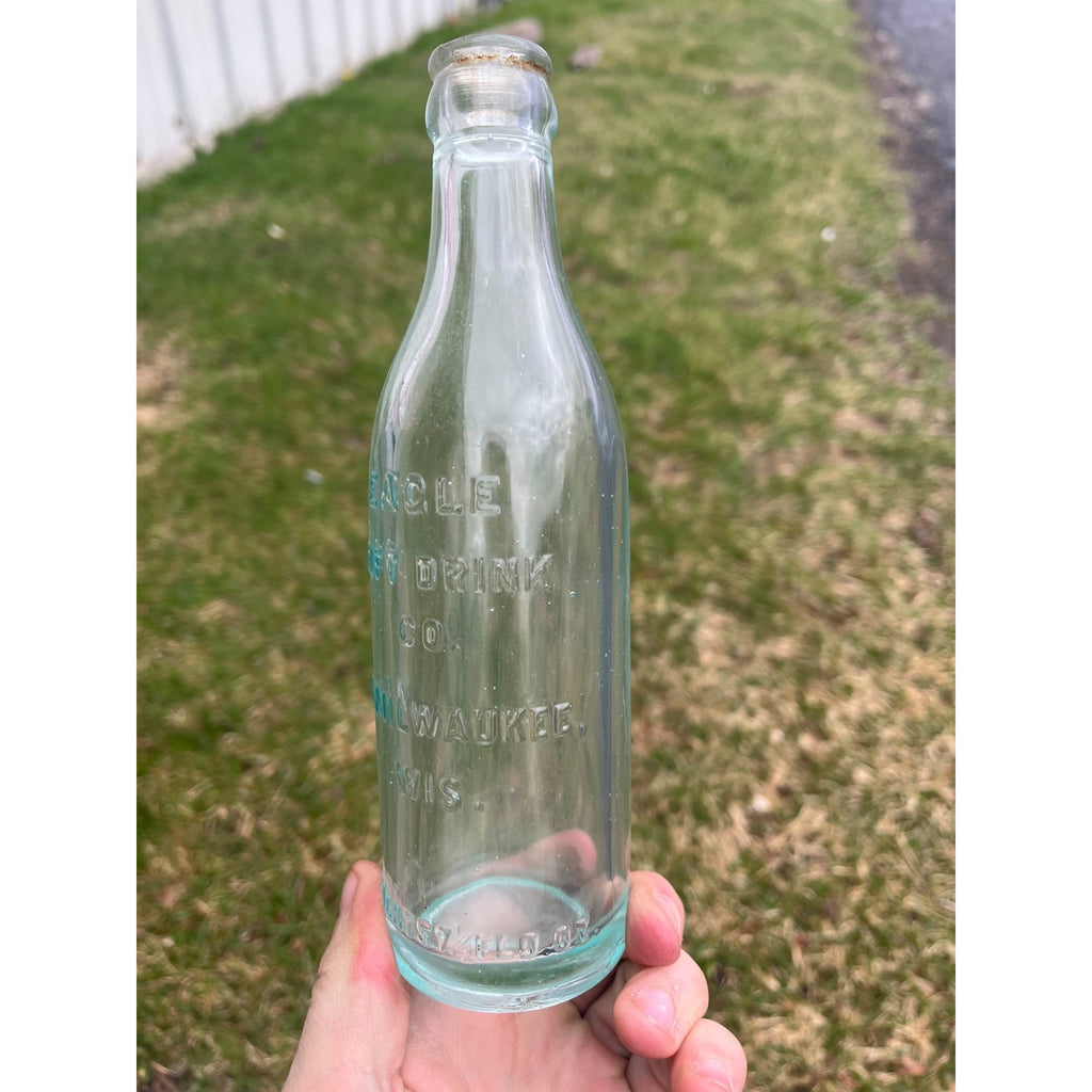 Vintage 1930s Eagle Soft Drink Co. Embossed Soda Bottle Milwaukee Wis WI