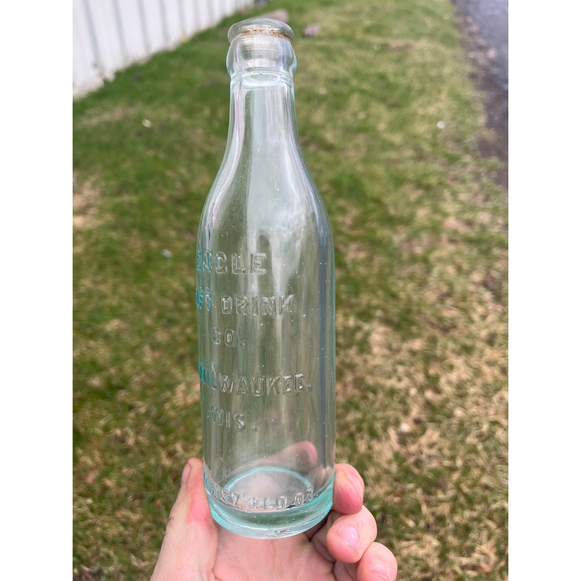 Vintage 1930s Eagle Soft Drink Co. Embossed Soda Bottle Milwaukee Wis WI