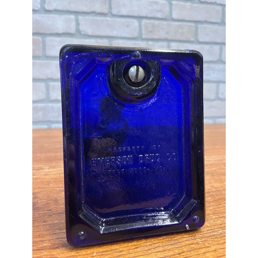 Vintage Cobalt Blue Bromo Seltzer Dispenser Drug Store Countertop Display