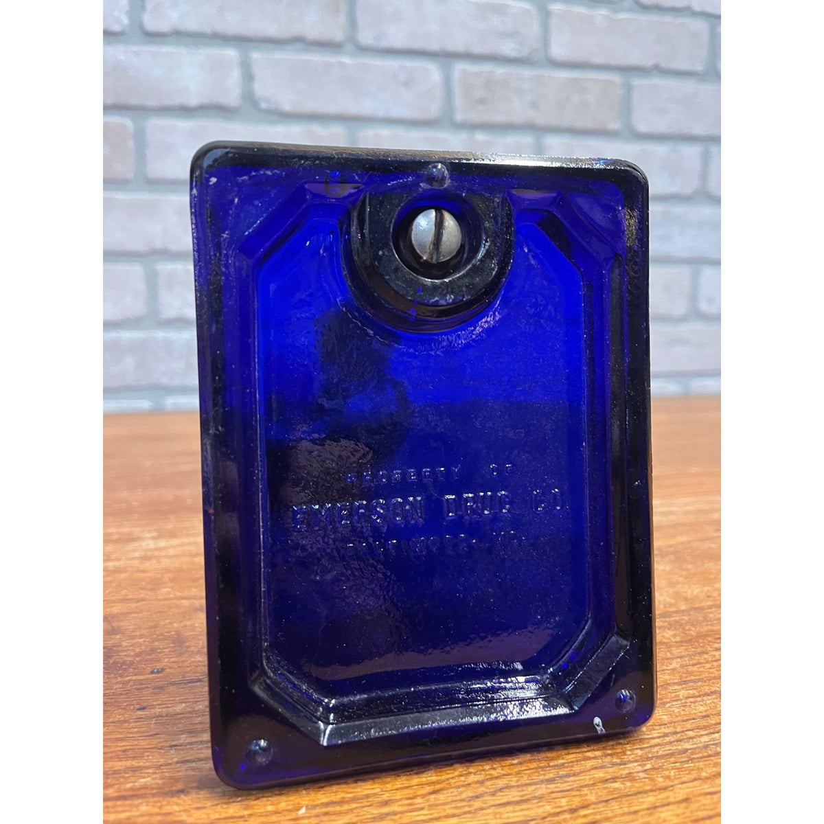 Vintage Cobalt Blue Bromo Seltzer Dispenser Drug Store Countertop Display